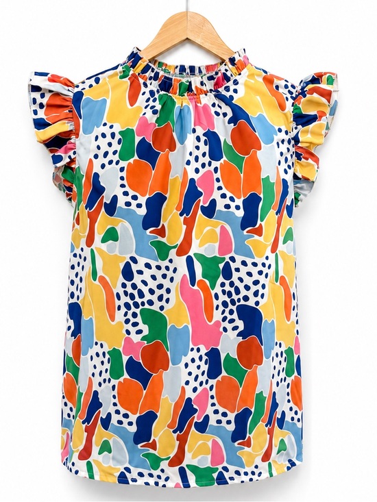 SHEIN Tops - Colorful Abstract Print Women's Top Boho